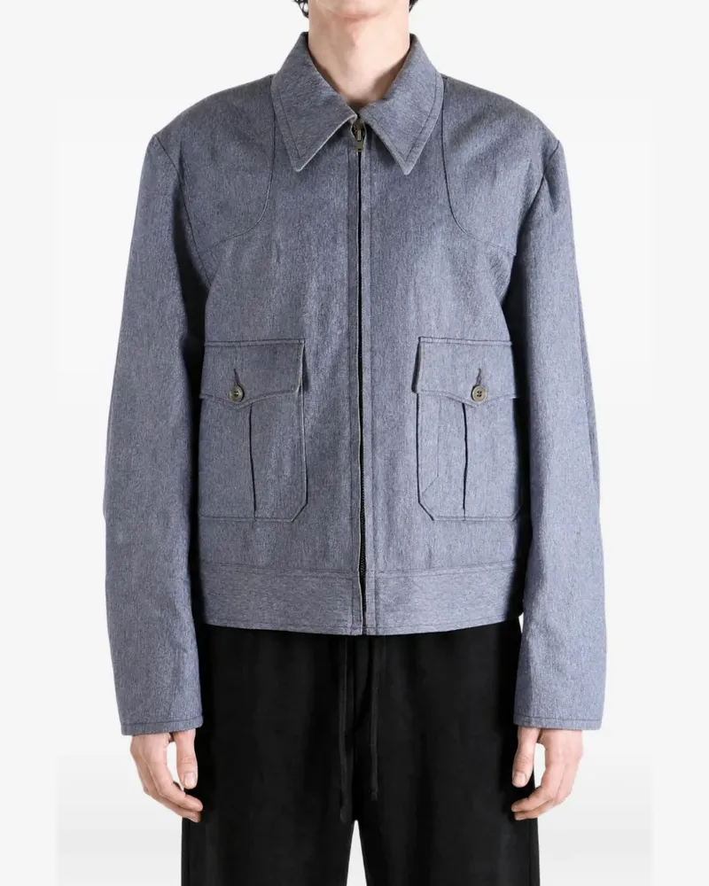 Taiga Takahashi LOT.330 US Letter Jacke mit Klappentasche - Blau Blau