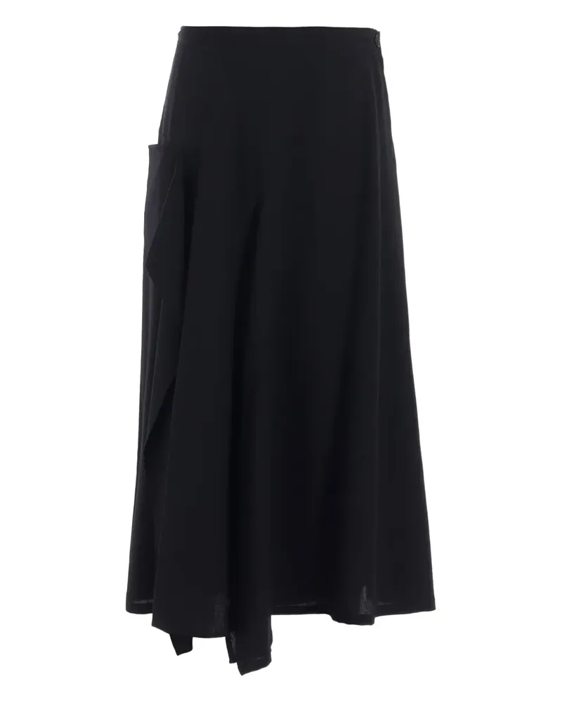 Yohji Yamamoto ruffled midi skirt - Schwarz Schwarz