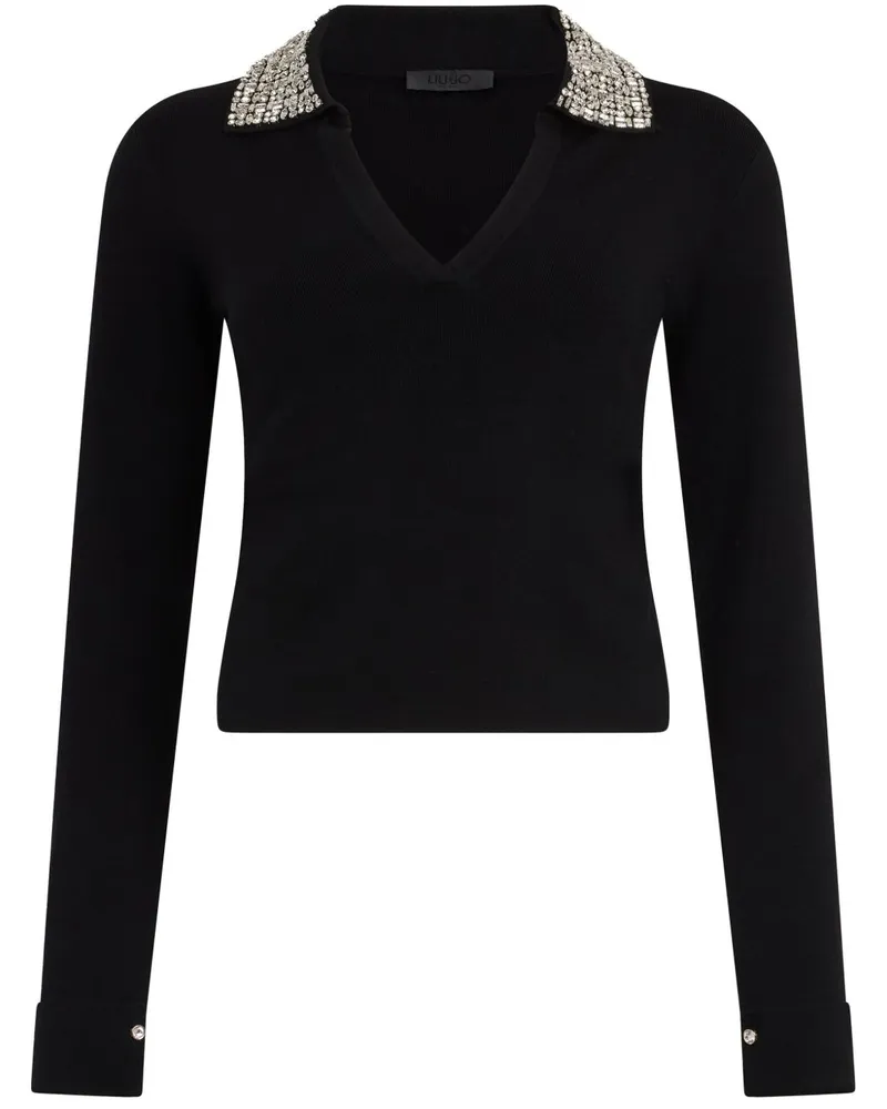 Liu Jo Poloshirt mit Strass-Kragen - Schwarz Schwarz