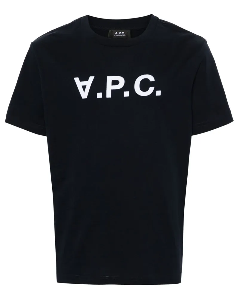 A.P.C. T-Shirt mit beflocktem Logo - Blau Blau