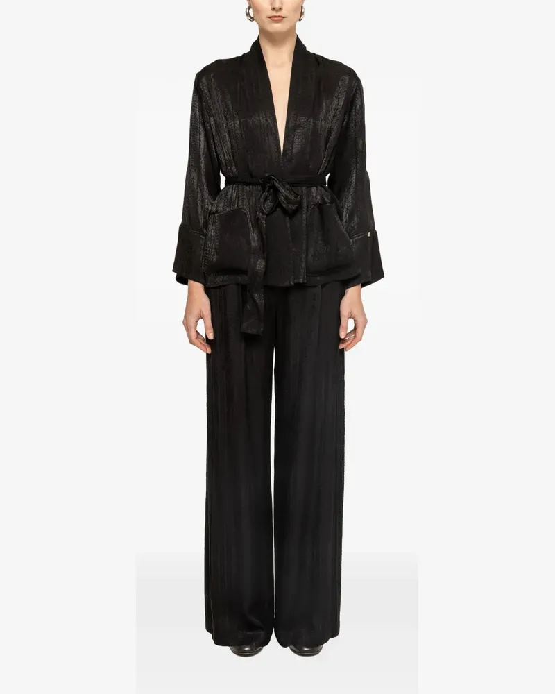 NISSA wide-leg viscose pants - Schwarz Schwarz