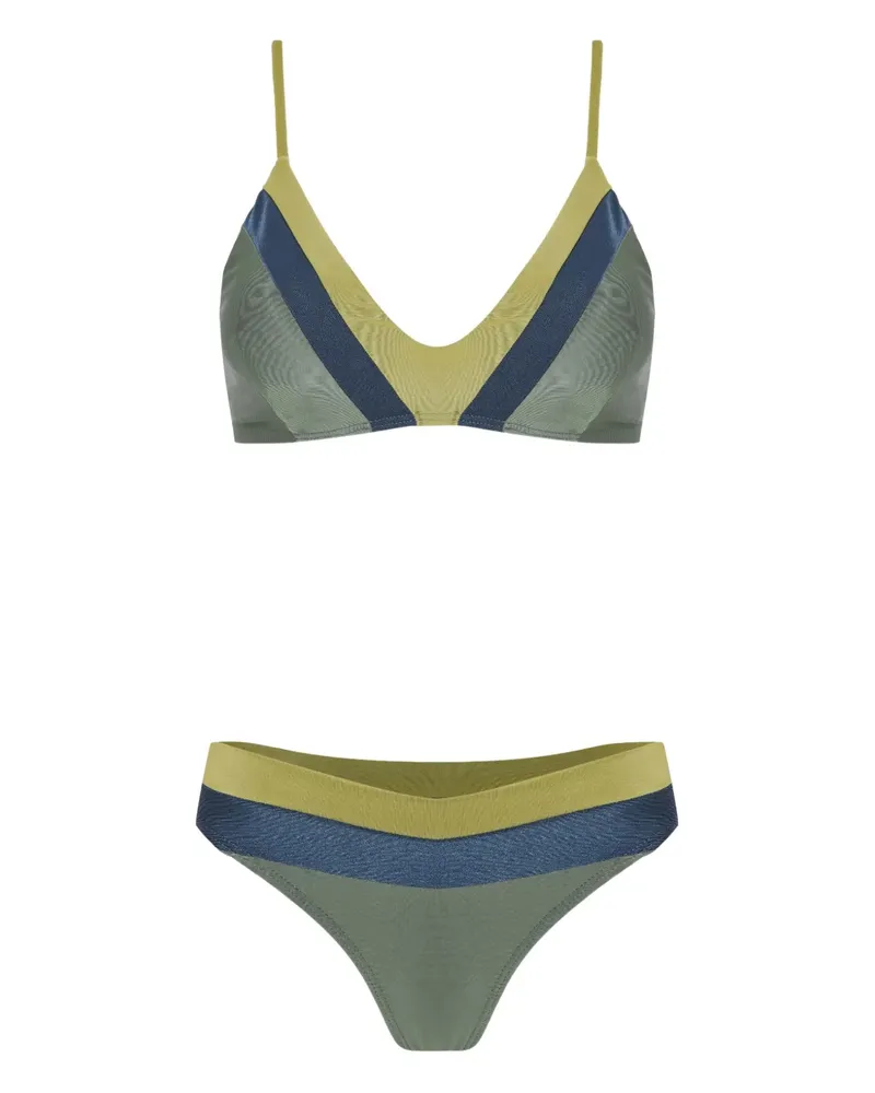Lygia & Nanny Joaquina Triangel-Bikini in Colour-Block-Optik - Grün Grün