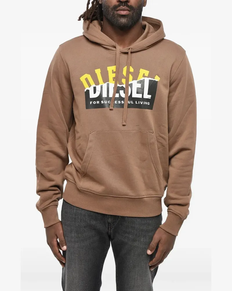 Diesel Ginn logo-printed drawstring hoodie - Braun Braun
