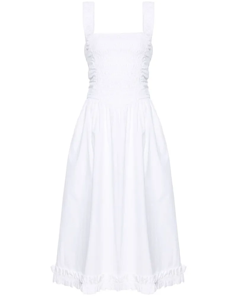 Ganni Gesmoktes Midikleid - Weiß Weiß