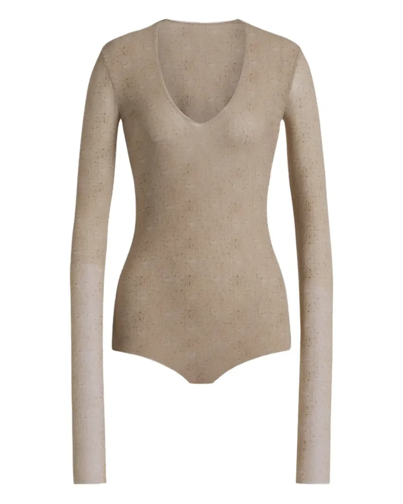 Alberta Ferretti Langärmeliger Body - Nude Nude