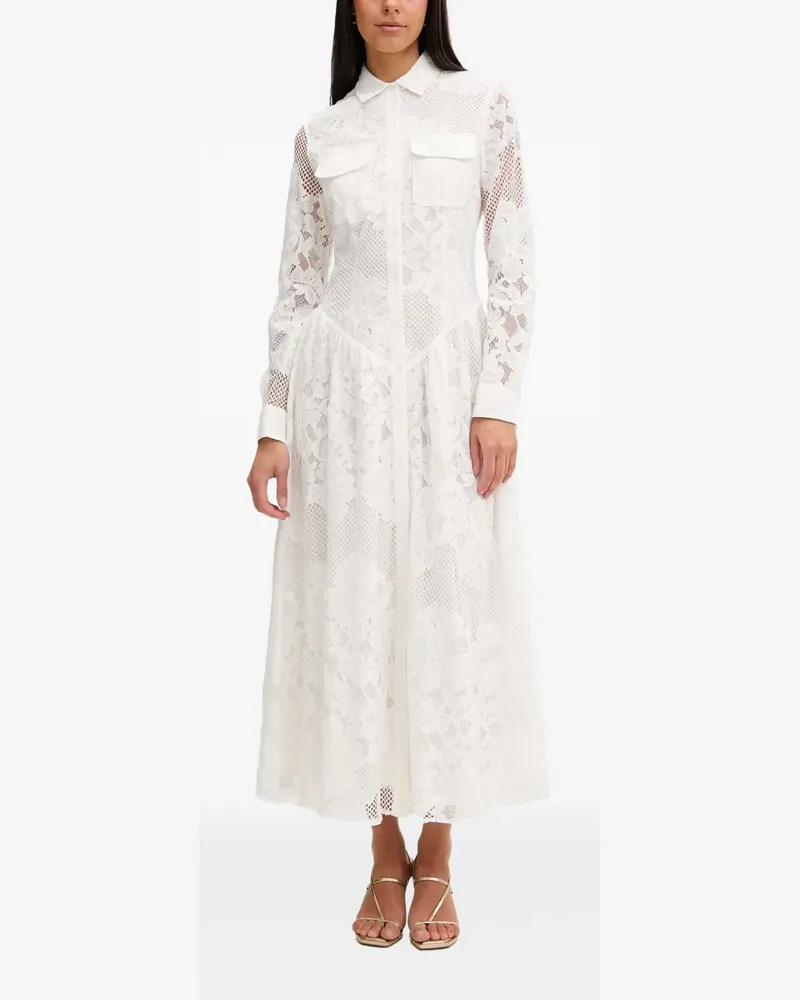 Bardot Agatha Maxi-Hemdkleid mit Spitzeneinsatz - Weiß Weiß
