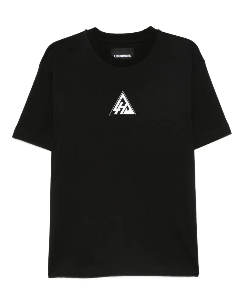 Les Hommes T-Shirt mit Logo-Print - Schwarz Schwarz