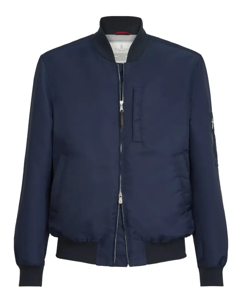 Brunello Cucinelli ribbed-hem jacket - Blau Blau