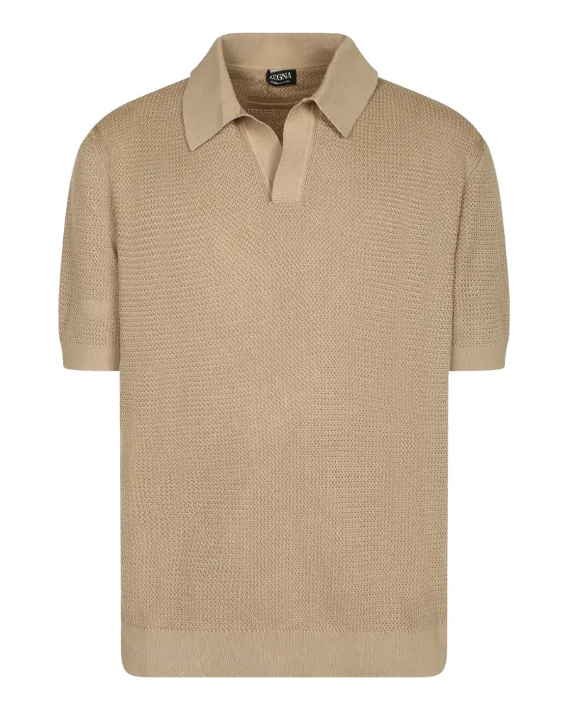 Ermenegildo Zegna Poloshirt mit Waffelstrick-Muster - Nude Nude
