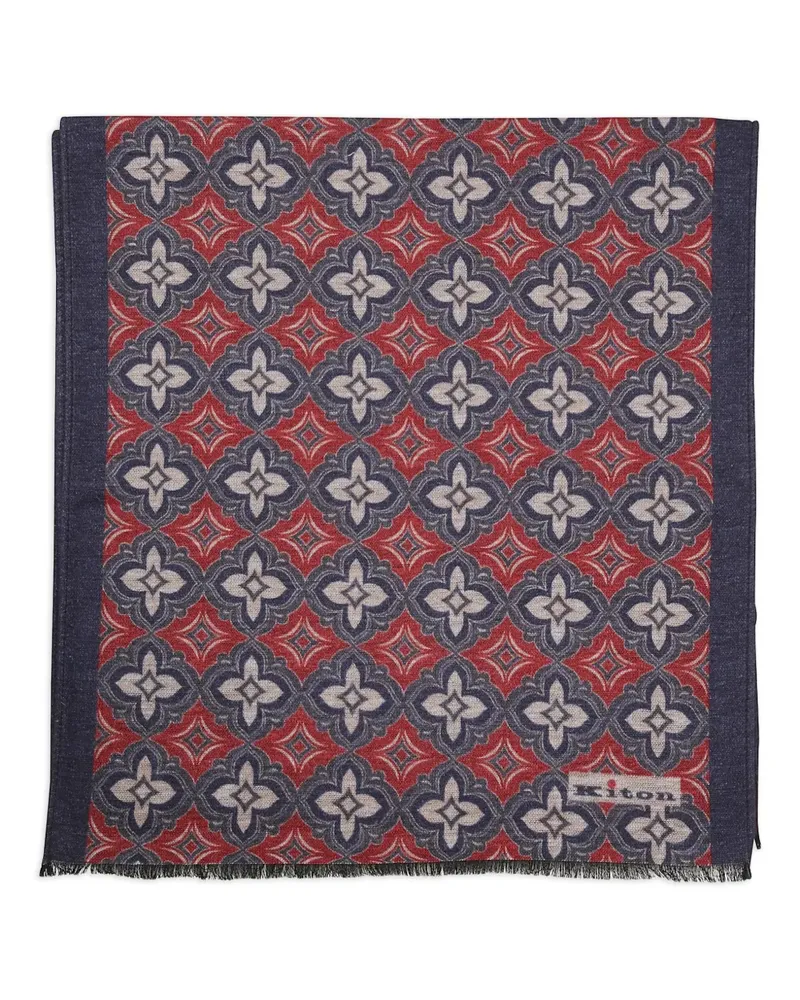 Kiton Geometrisch gemusterter Schal - Blau Blau