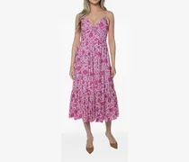 Gestuftes Midikleid mit Blumenprint - Rosa