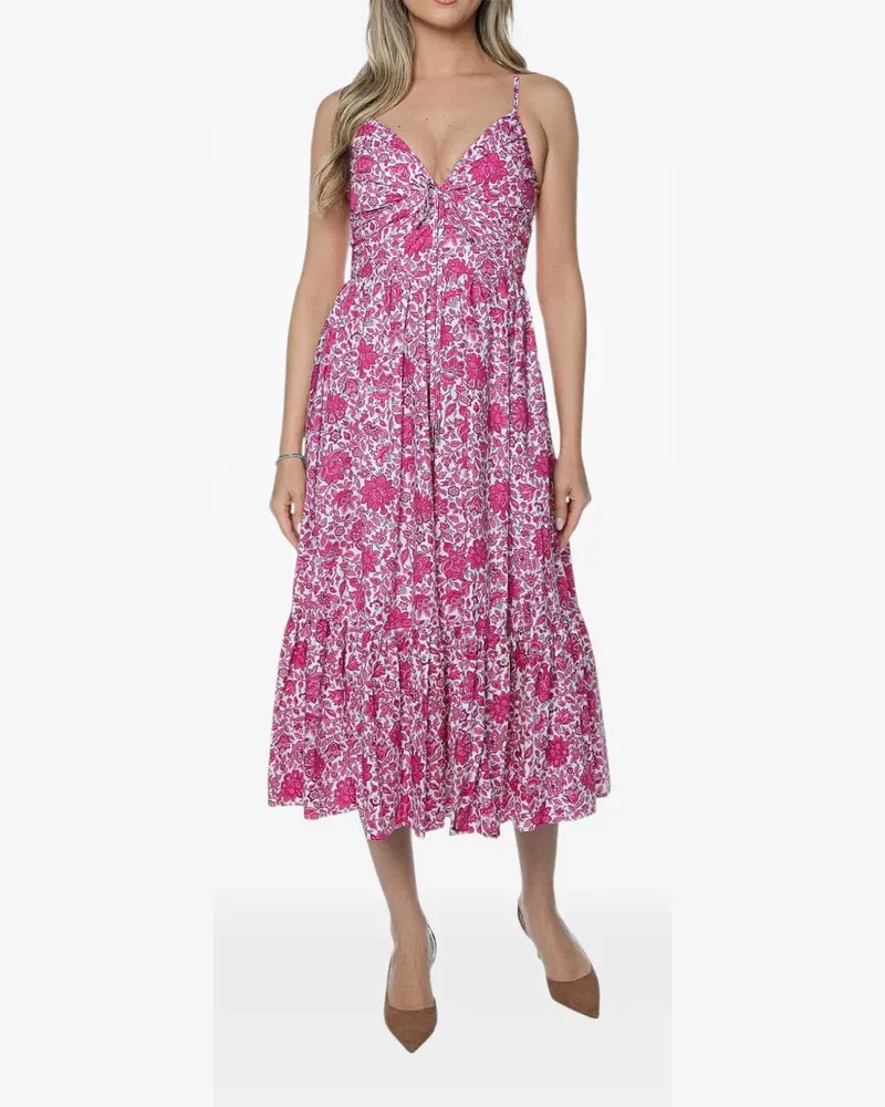 Michael Kors floral-print tiered midi dress - Rosa Rosa