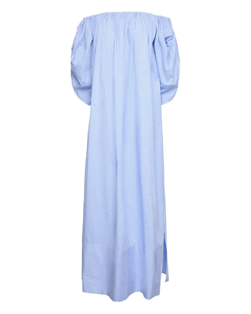 V:PM ATELIER Schulterfreies Mandy Maxikleid mit Streifen - Blau Blau