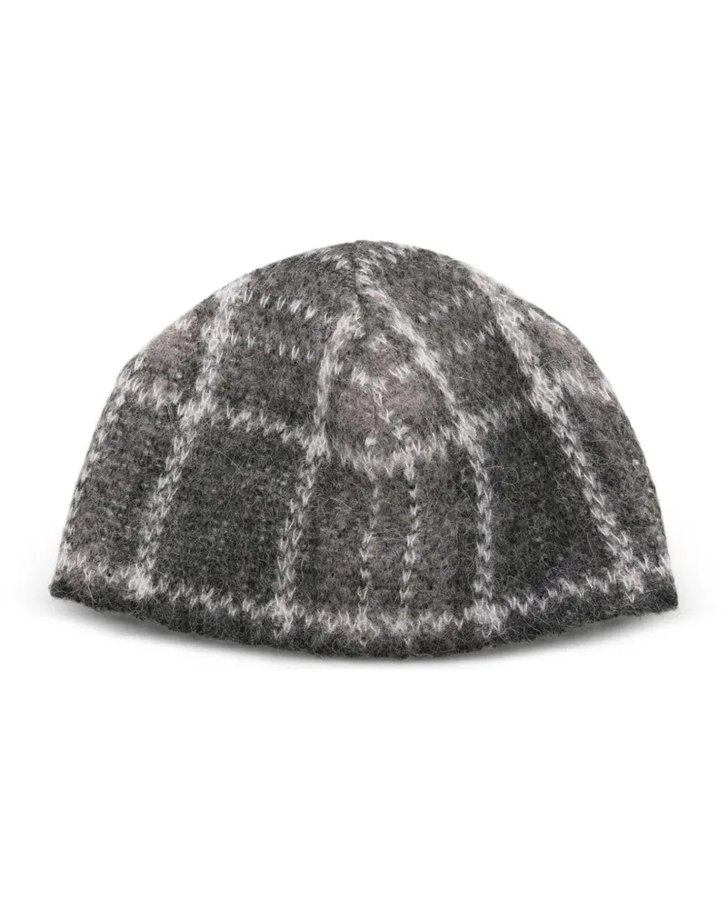 Our Legacy Beanie mit Karomuster - Grau Grau