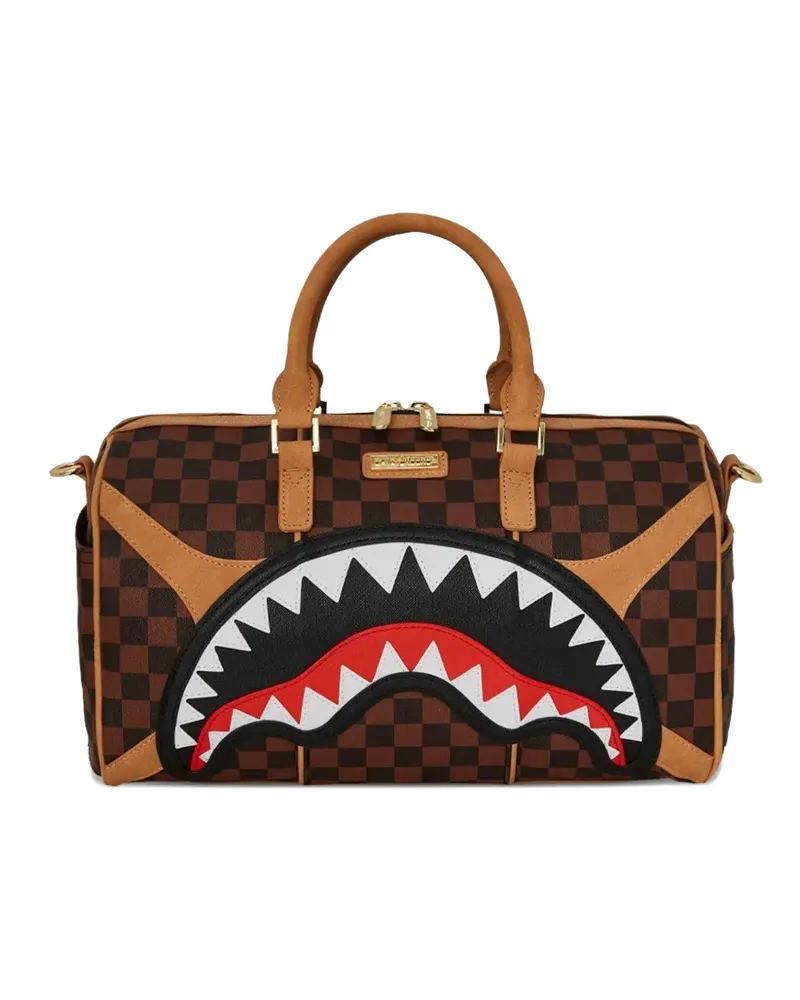 Sprayground Reisetasche mit kariertem Hai - Braun Braun