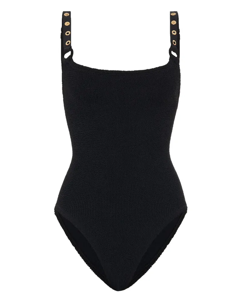 Hunza G Melody Badeanzug mit Ösendetail - Schwarz Schwarz