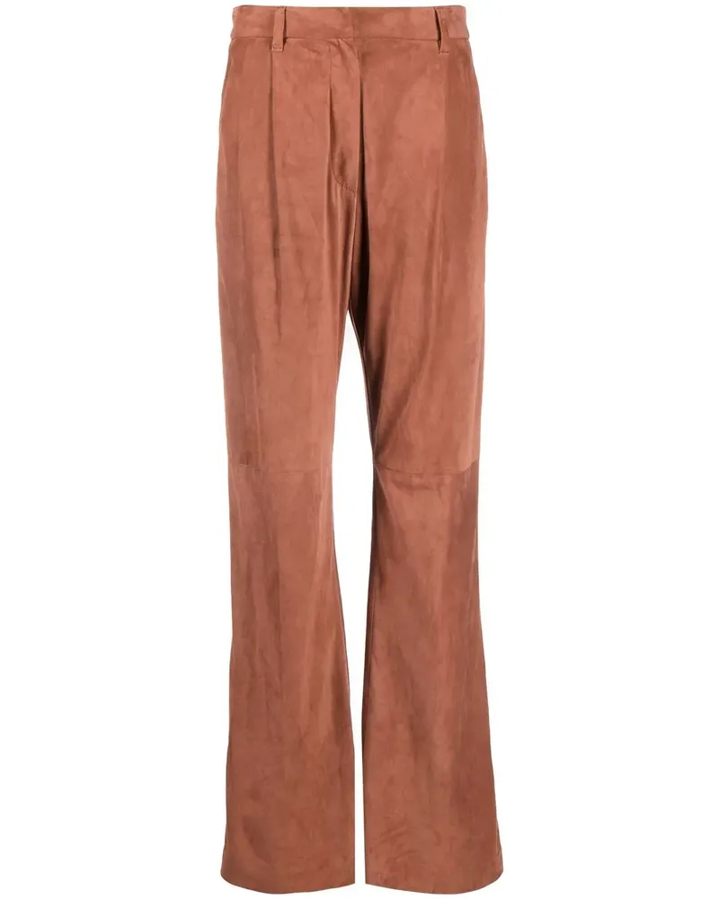 Brunello Cucinelli Palazzohose aus Leder - Braun Braun