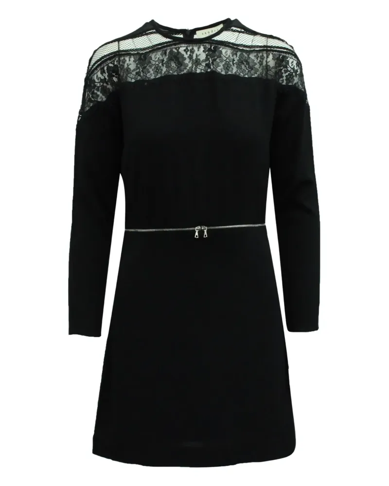 Sandro lace-insert zip-detail mini dress - Schwarz Schwarz