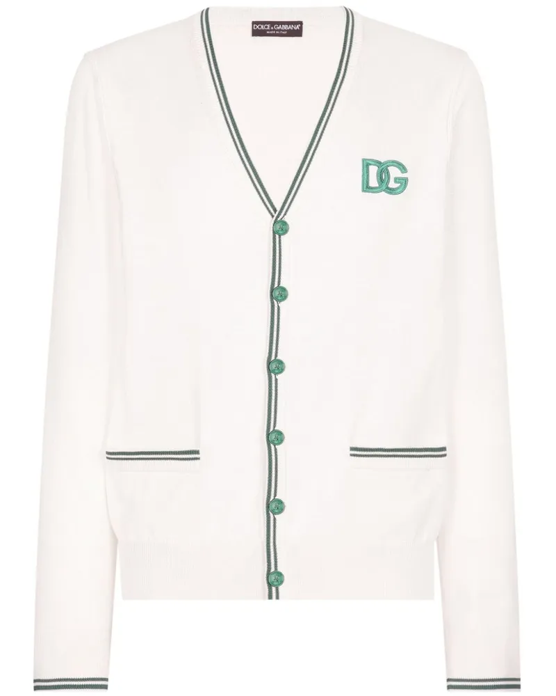 Dolce & Gabbana Cardigan aus Seide mit Logo-Stickerei - Weiß Weiß