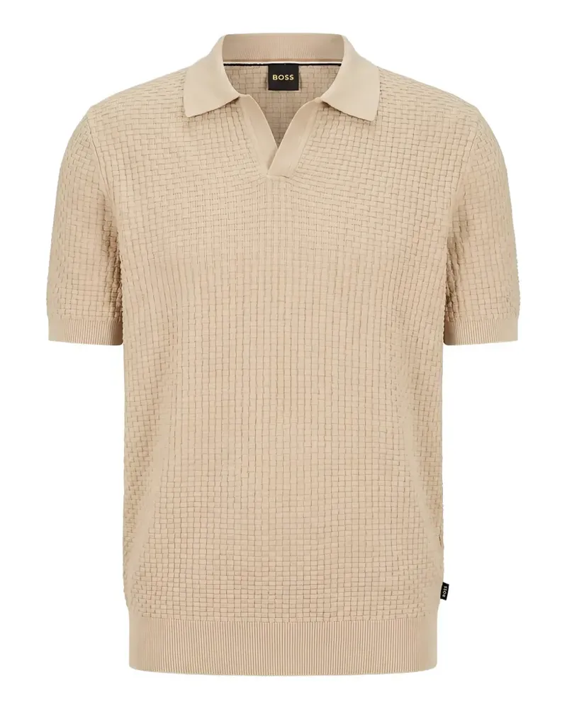 HUGO BOSS Poloshirt mit Waffelstrick-Muster - Nude Nude