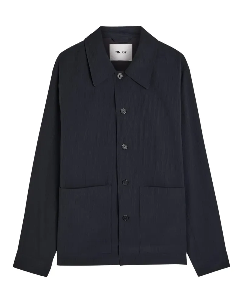 NN 07 seersucker-texture button-up jacket - Blau Blau