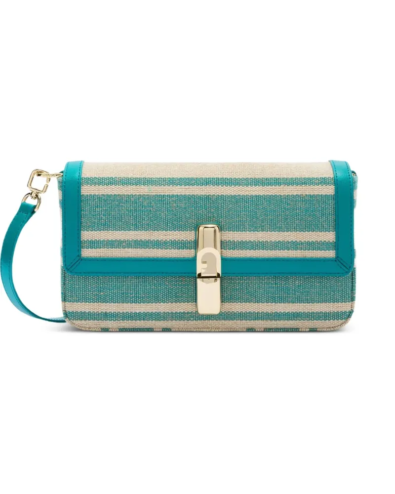 Furla Iride striped turnlock satchel - Blau Blau