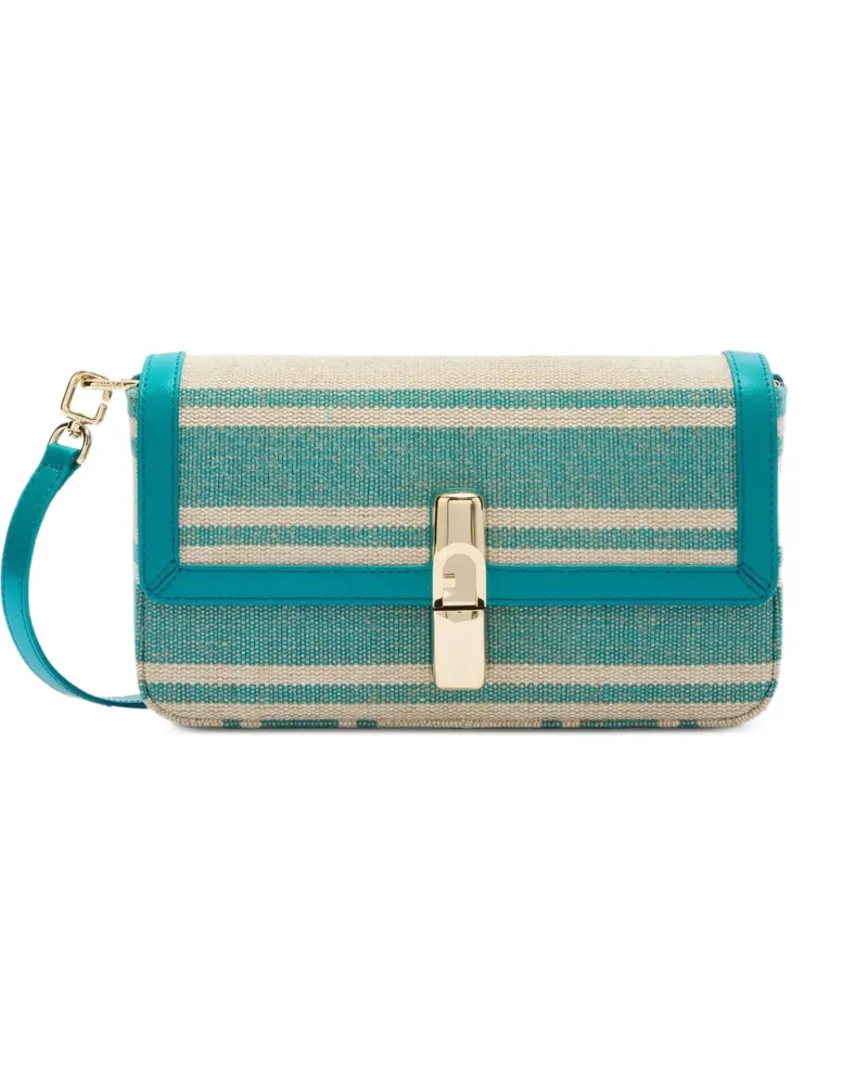 Furla Gestreifte Iride Satchel-Tasche - Blau Blau