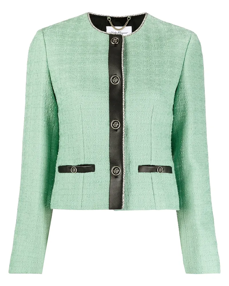 Ferragamo Jacke mit Lederborten - Grün Grün