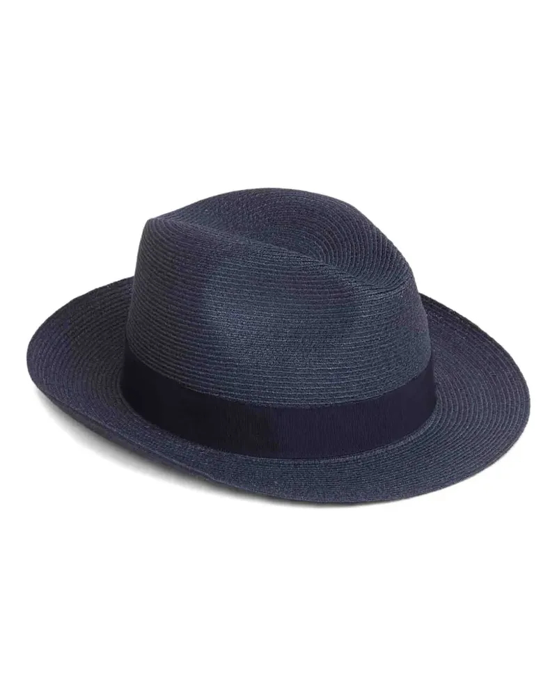 Borsalino Hut aus Hanf mit Schleife - Blau Blau