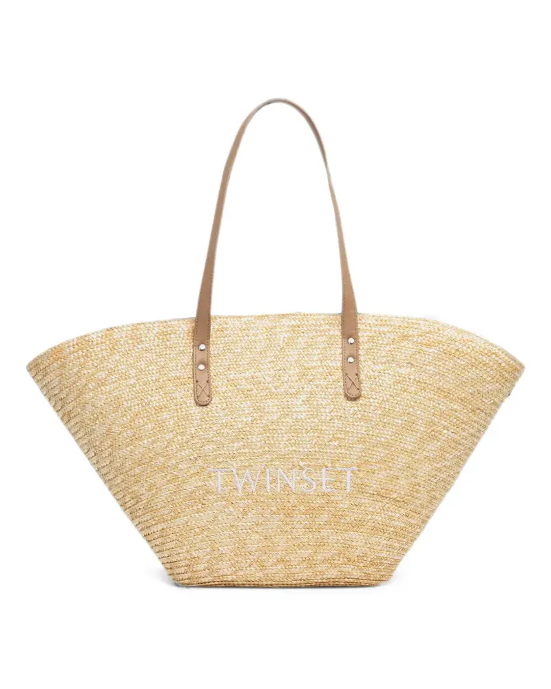 Twin-Set Strandtasche mit Logo-Stickerei - Nude Nude
