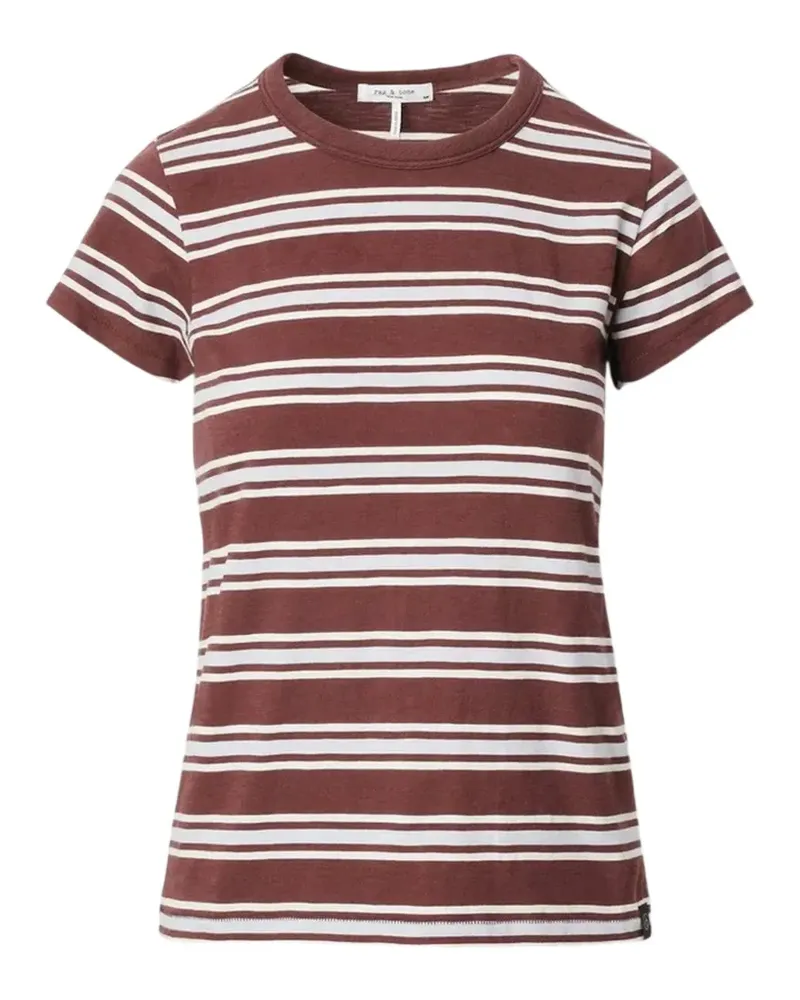 Rag & Bone Gestreiftes Slub-T-Shirt - Braun Braun