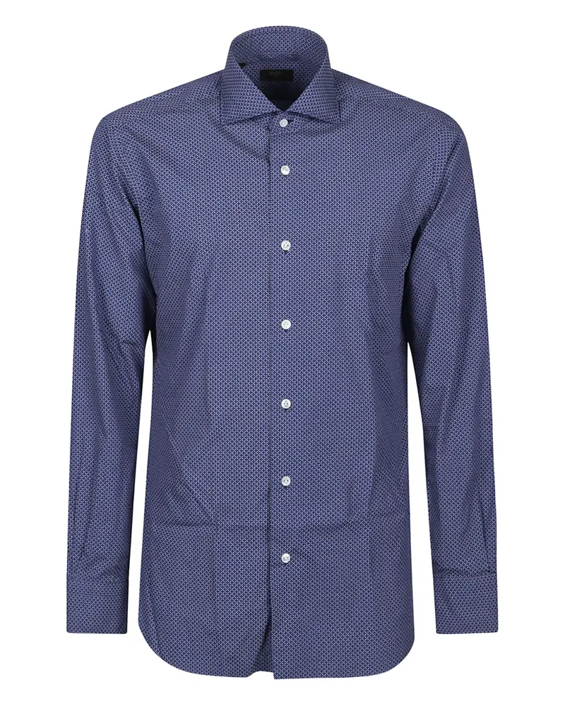 BARBA Hemd mit geometrischem Print - Blau Blau
