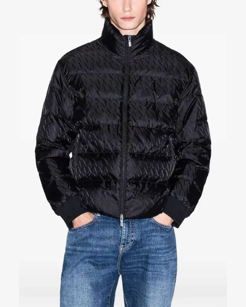 Armani Exchange Gesteppte Jacke mit Logo-Print - Schwarz Schwarz