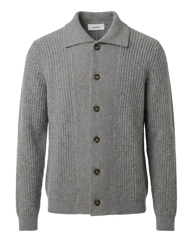 LARDINI Gerippter Cardigan - Grau Grau