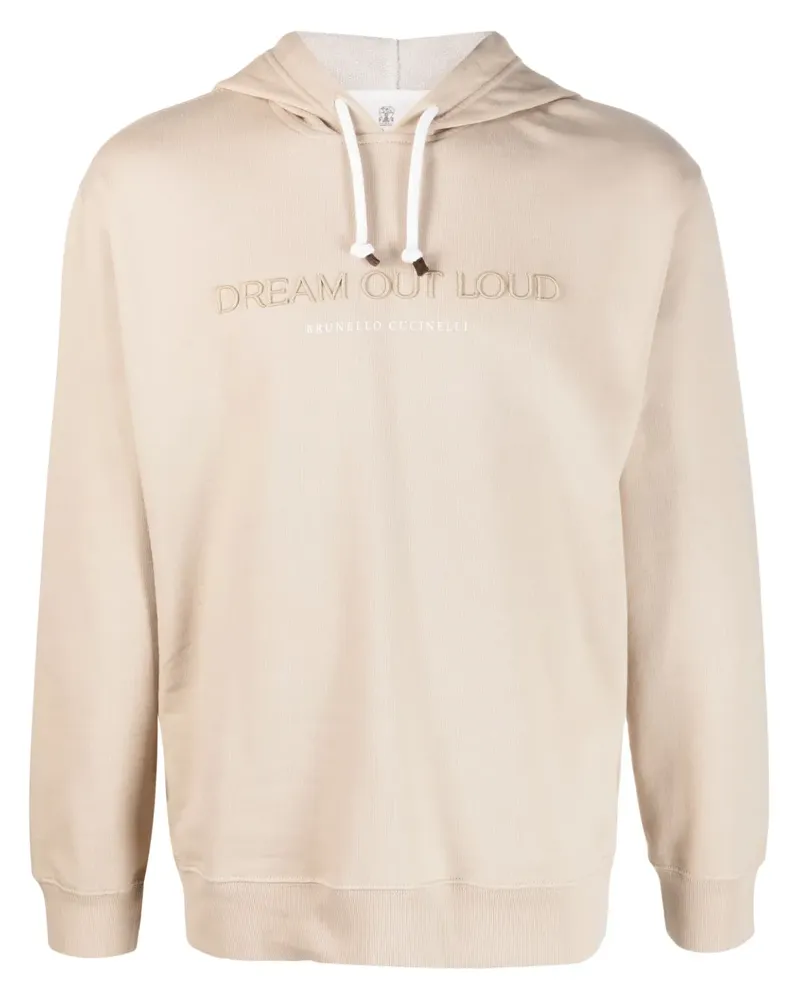 Brunello Cucinelli Hoodie mit Slogan-Stickerei - Nude Nude