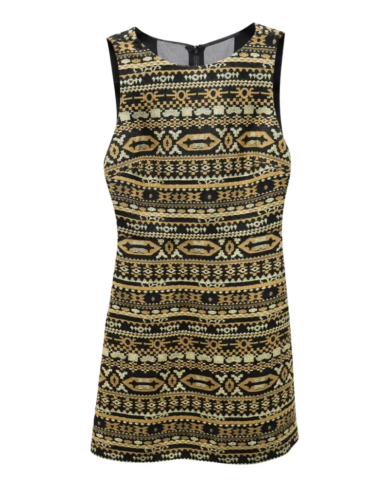 Alice + Olivia Jacquard-Minikleid mit rundem Ausschnitt - Schwarz Schwarz