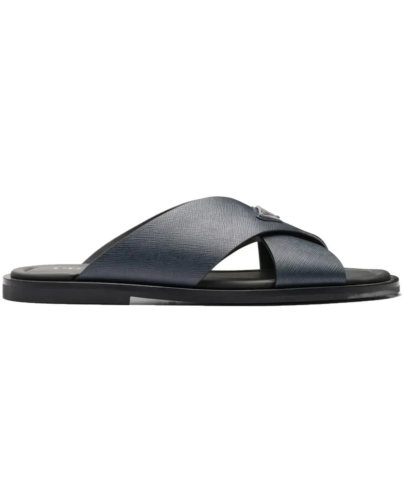 Prada Saffiano-Sandalen mit Triangel-Logo - Blau Blau