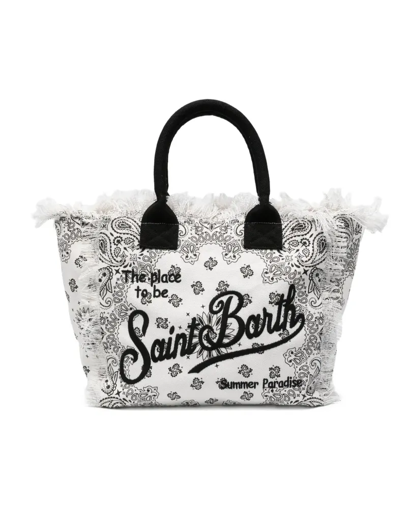 MC2 Saint Barth Vanity paisley-print frayed-edge shoulder bag - Weiß Weiß