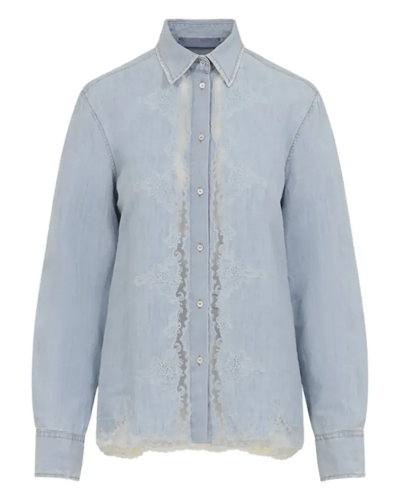 Ermanno Scervino Geknöpftes Hemd mit Spitze - Blau Blau