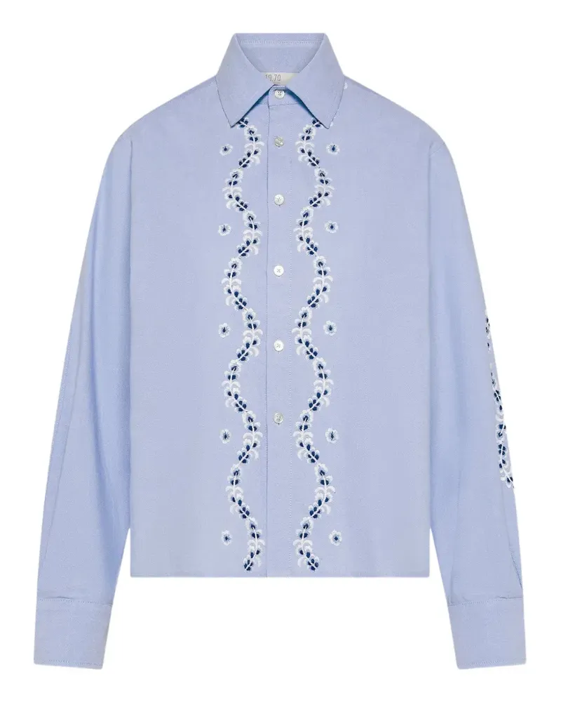 Seventy Hemd mit Blumenstickerei - Blau Blau