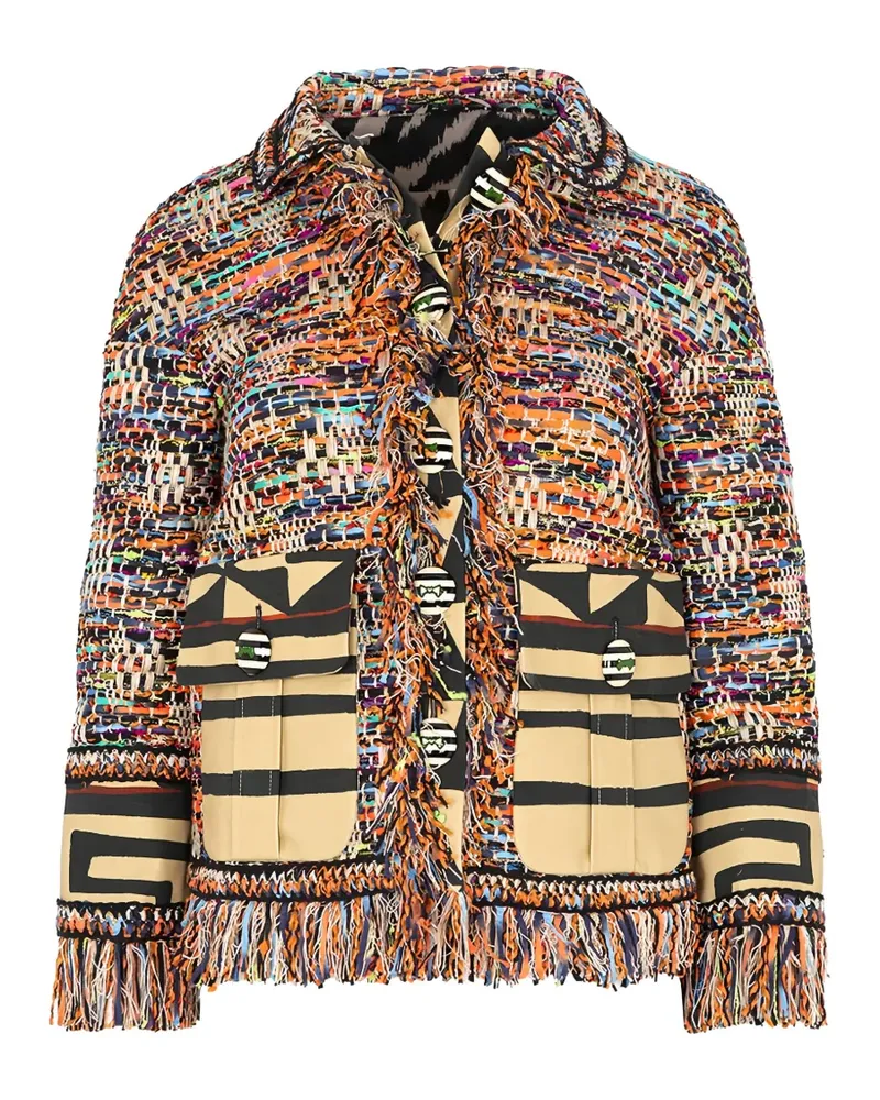 Maison Common fringe-trimmed tweed jacket - Schwarz Schwarz