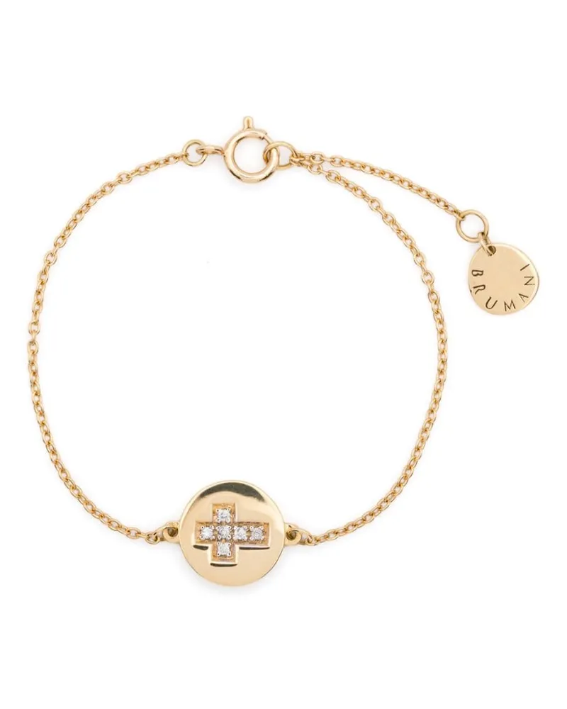 BRUMANI 18kt Cross Gelbgoldarmband mit Diamant Gold