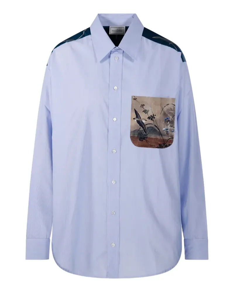 Pierre-Louis Mascia Alorhi graphic-print panelled shirt - Blau Blau