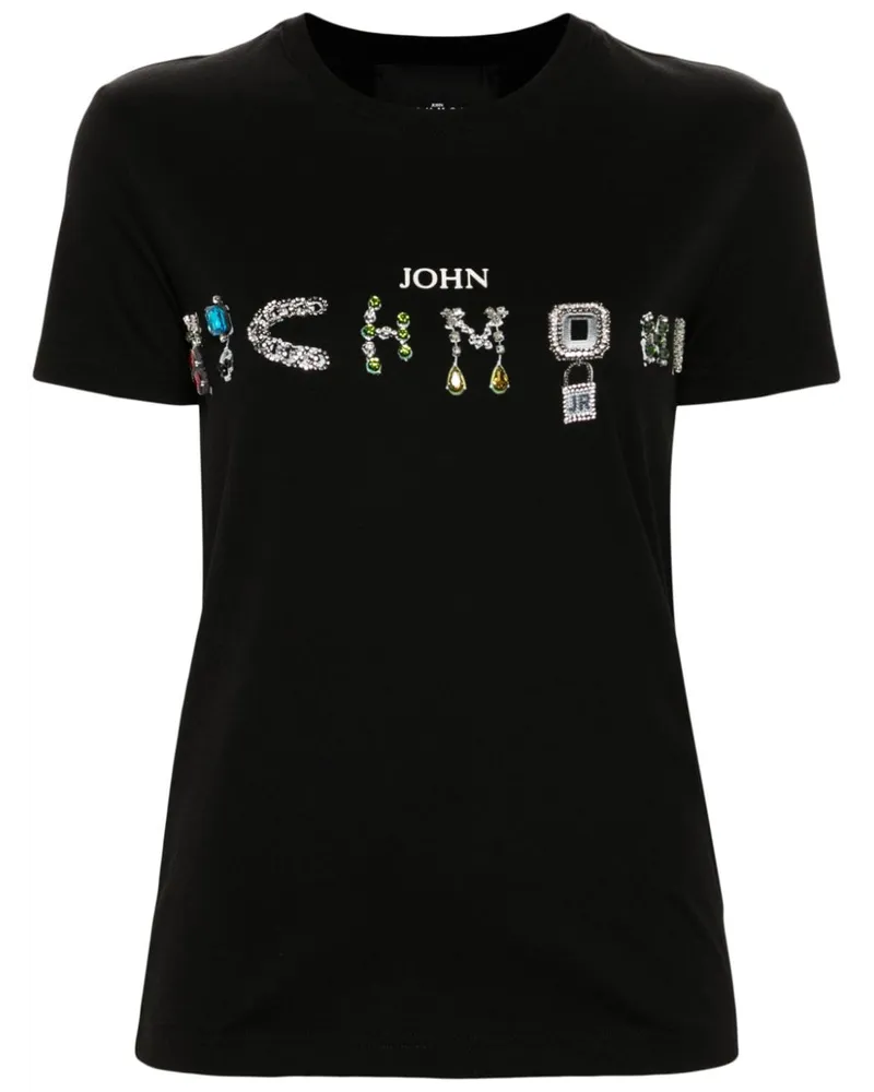 John Richmond T-Shirt mit Strass Schwarz