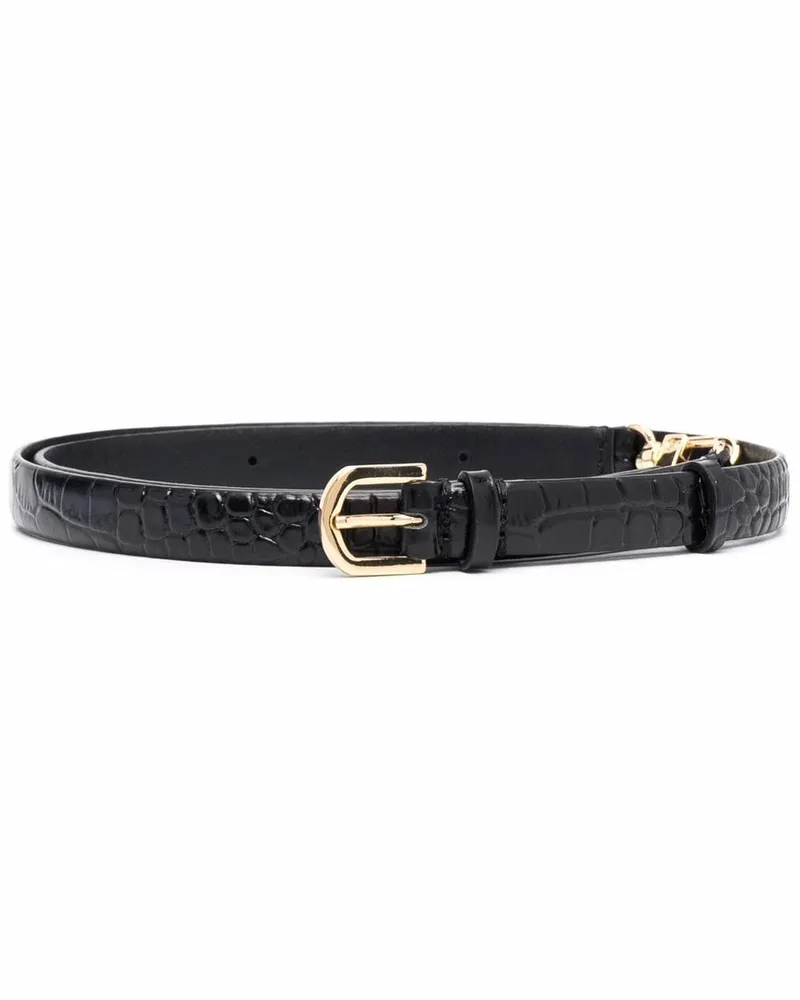 Totême Gürtel mit Kroko-Optik - Schwarz Schwarz