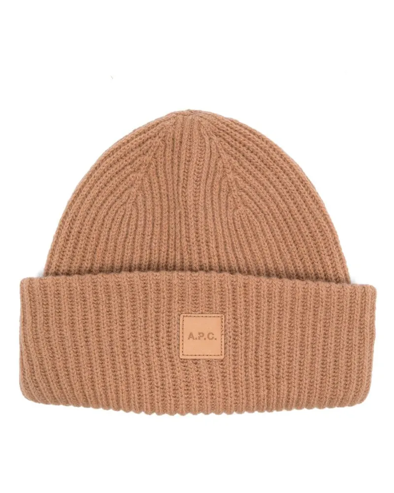 A.P.C. Mütze mit Logo-Patch - Braun Braun