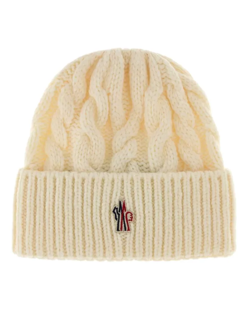 Moncler Beanie mit Zopfmuster und geripptem Besatz - Nude Nude