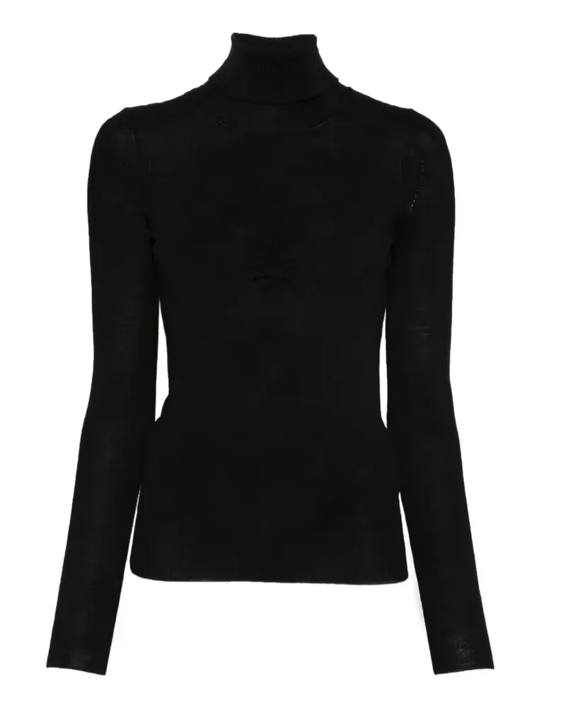 SOLOTRE Geraffter Rollkragenpullover - Schwarz Schwarz
