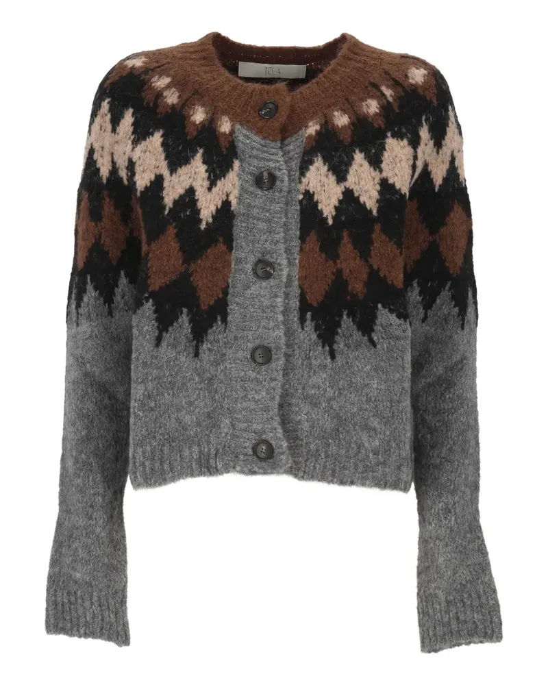 TELA Cardigan mit Argyle-Muster - Grau Grau