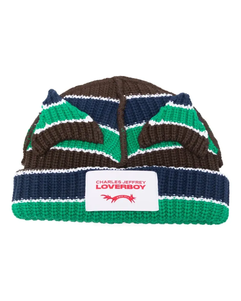 Charles Jeffrey Loverboy Chuncky Striped Ears beanie - Braun Braun